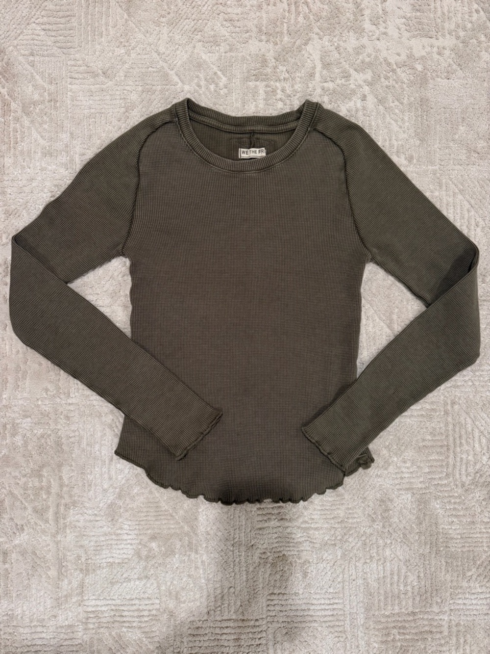 We The Free Olive Green Ribbed Long Sleeve Top
